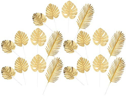 Toyvian Set da 20 Foglie di Monstera Finte Dorate per Decorazioni di Matrimoni e Feste Tropicali, Accessori per Tavoli Festivi e Ambienti Bar e Casa Colore Casuale