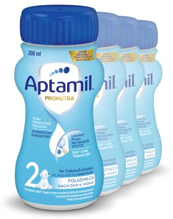 Aptamil Pronutra 2, Folgemilch nach dem 6. Monat, Baby-Milchnahrung trinkfertig (4 x 200 ml) (Packung mit 6)