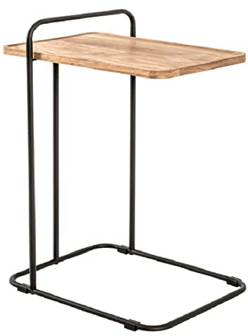 HAKU Beistelltisch Massivholz Eiche Metall Gestell schwarz Sofatisch Holz Couchtisch - Maße: B 35 x H 73 x T 49 cm Style: Modern