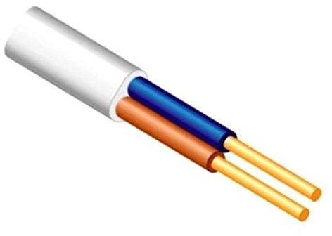 10m Flache Installationsleitung Kabel 2 x 1,5 mm YDYp flach weiß