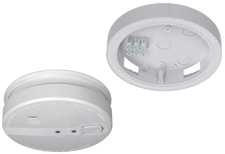 Rilevatore di fumo collegabile da 230 V con piastra di montaggio e batteria di backup da 9 V, rilevatore di allarme, 85 dB