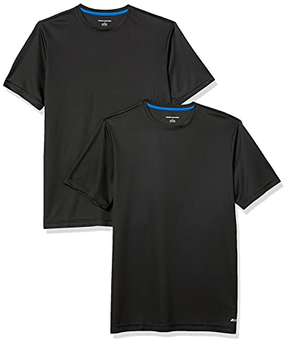 Amazon Essentials Men's Active Performance Tech Running Gym T-Shirt (Available in Big & Tall), Pack of 2, Black, L