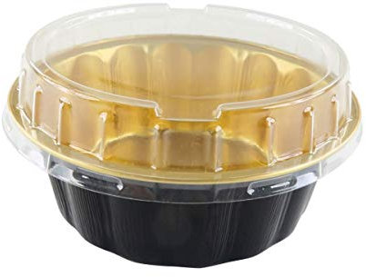 KitchenDance 8 oz Disposable Round Aluminum Foil Pan with Snap-on Plastic Lid - Mini Cake Pans with Lids, Mini Cake Tins, Mini Aluminum Pans with Lids - Vibrant Colors, Sturdy Scalloped Design - A8P