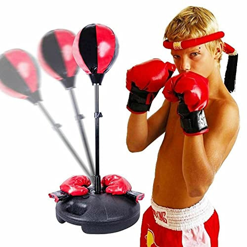 Punchingball Set, Höhenverstellbare von 70 bis 105 cm Kinder Boxset, mit Boxhandschuhe und Handpumpe für Kinder Jugend