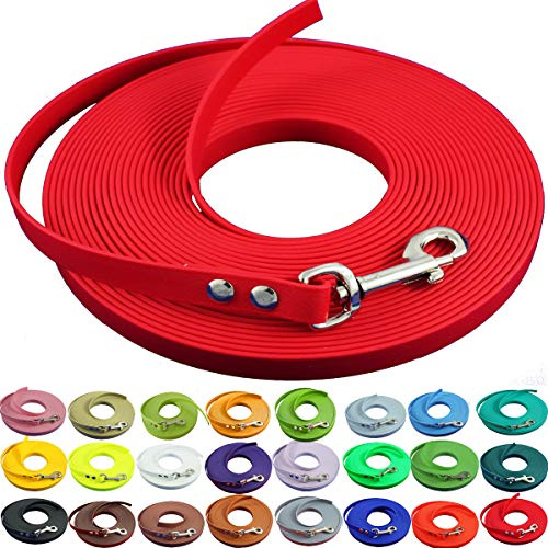 bio-leine leichte 9mm Biothane Schleppleine ohne Handschlaufe - 3 bis 25m I für kleine Hunde, 5m in Rot I schmutzabweisende & Wasserabweisende Hundeleine Leine