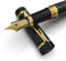 Wordsworth & Black Primori Füllfederhalter-Set [Schwarzes Gold]; Mittlere Feder, Geschenketui, 24 Tintenpatronen, Nachfüll-Konverter, Tagebucheintrag, Kalligrafie; Links- und Rechtshänder