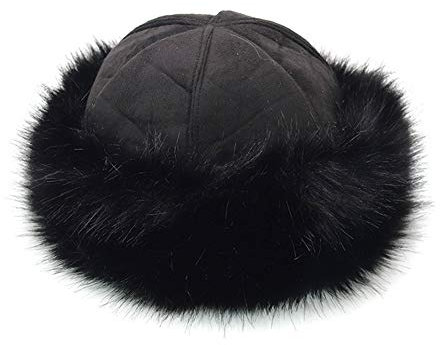 TININNA Vison Fausse Fourrure de Renard Bonnet Beanie Hat Cap,Chapeau d'hiver l'automne Chauds Casquette de Ski Capuchon pour l'extérieur pour Femme Noir