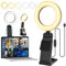 GerTong 5'' Laptop Selfie Ring Light with Stand, Mini Desk LED Phone Ring Light with Dimmable 5 Modes 10 Brightness Level for Makeup Streaming Webcam, All in one Stand Compatible with Smartphone