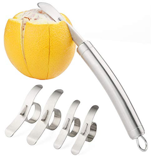 Orangenschäler 5er Set Edelstahl mit Hobel Cutter Schäler Bequem zu Schälen Orange Kartoffel Karotte Gurke Kochwerkzeug