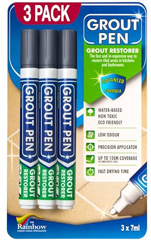 3 X DARK GREY Grout Pens For restoring tile grout.