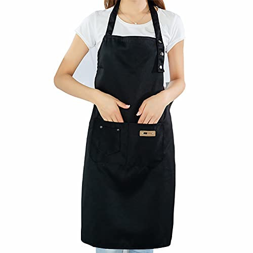 VATI Schürze Damen, Verstellbare Kochschürze Damen mit 2 Taschen für Männer Frauen Küche Restaurant BBQ Café
