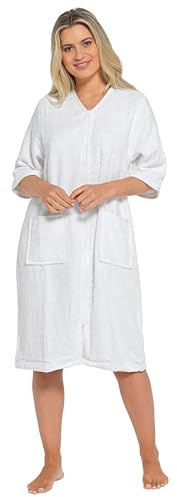 Daisy Dreamer Women's Terry Zip Through Robe 100% Cotton Towelling Dressing Gown Ladies Bath Robes