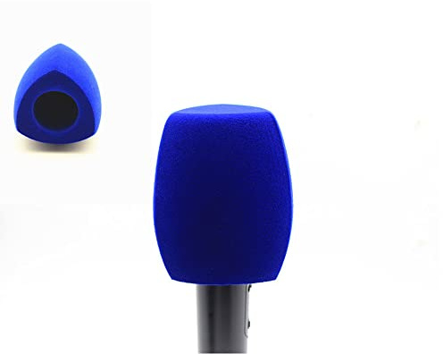 Gefleckte Mikrofonschaum Windabweiser Tragbare Mikrofonschaum Abdeckungen Windschutzscheiben für TV Interview Mikrofone (Dreieck, Blau)