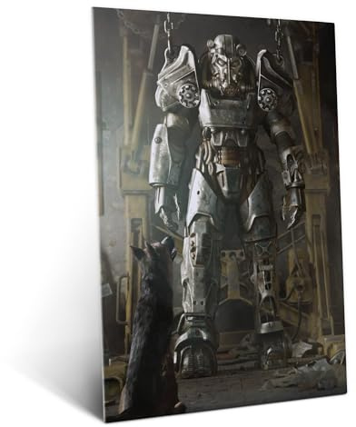 Displate Offiziell Fallout MetallPoster Magnetische Befestigung Inklusive Lizenziert Bilder Hochwertiges Poster Fallout 4 Key Art - Power Armor Poster 45 cm x 32 cm