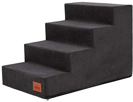 Hundetreppe, Katzentreppe, Antirutsch und Beständig - Haustiertreppe mit 4 Stufen für kleine Hunde - 60 x 40 x 40 cm - Savoy - Schwarz