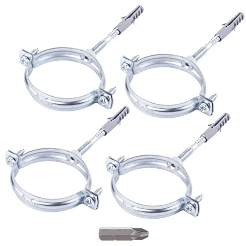 SKIR'CO Rohrschellen (4 Stück) für Ø 60-64 mm Rohre, silber, mit PH-Schraubendreher-Bit