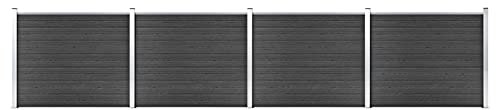 Chenshu Ensemble de Panneau de Clôture Barrière de Jardin Mur de Clôture Bordure de Balcon Terrasse Extérieur Ensemble de Panneau de clôture WPC 699x146 cm Gris
