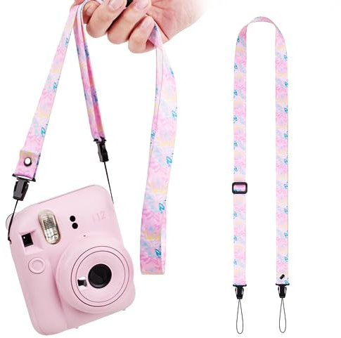 VOVMOEYA Kids Camera Strap, Children Neck Strap, Lanyard Compatible With Fujifilm Instax Mini Sony ZV-E10 ZV-1 ZV-1F Vlogging Canon R50 M50 Nikon DSLR - Pink