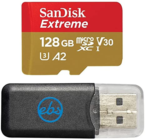SanDisk - Tarjeta de memoria MicroSD Extreme de 128 GB, funciona con GoPro Action Camera Hero 12 Black (SDSQXAA-128G-GN6MN) A2 V30 U3 con (1) lector de tarjetas micro SDXC Everything But Stromboli