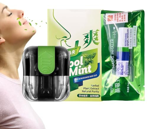 Bexdug Aromatherapie-Naseninhalator,Tragbare Aromatherapie-Stickbox im Nasenklammer-Design - Anregender Duft und Energiedampf-Naseninhalator gegen Übelkeit, Reisen, Übelkeit im Auto, Kopfschmerzen