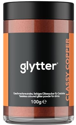 Glytter Glitzerpulver (KUPFER), Dekopulver für ca. 1000 Drinks/Cocktails | essbarer Glitzer zur Dekoration von Getränken und Flüssigkeiten , geschmacksneutral