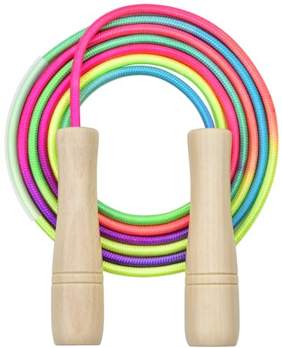 LVZONGXIN Springseil Kinder, 260cm Verstellbare Seilspringen Kinder mit Holzgriff, Skipping Rope Kids für Jungen und Mädchen