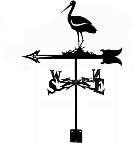 Girouette, outils de mesure de robinet de météo, indicateur de direction des produits métalliques, facile à assembler avec revêtement antirouille – cigogne