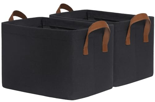 TIMEYARD Aufbewahrungsbox 2er Set Stoff Organizer 30L 42x28x25cm Schwarz