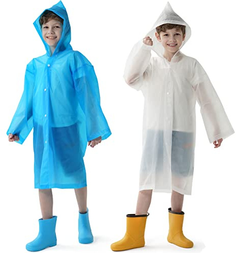 Opret 2-pack Regnponcho för barn, vattentät Regncape för barn