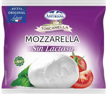 Mozzarella Toscanella Central Lechera Asturiana – Clásica, Ligera y Sin Lactosa 100g – Envío Refrigerado (6 Bolsas de 100g., Mozzarella Sin Lactosa 100g)