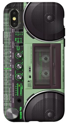 Boombox Throwback Music Stereo Ghettoblaster im Retro-Look, Grün Hülle für iPhone X/XS