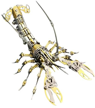 3D Metal Puzzle, 600 Teile Mechanisches Hummer 3D Metall Puzzle Modellbausatz, Edelstahl Mechanische Meereslebewesen Modell, 3D Puzzle Metall DIY Ornament Geschenke für Erwachsene (Gold)