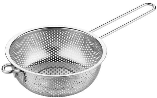 SDMAX Stainless Steel Colander Basket, Easy to Clean, Smooth Surface, Durable Construction, Comfortable Grip, Portable and Lightweight, Strainer for Kitchen, Multipurpose (16.5CM)