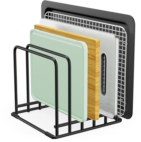 5-Tier Dish Rack & Cutting Board Organizer – 5-Tier Metal Rack for Cutting Boards, Bakeware, Trays – Space-Saving Kitchen Storage, Rust-Resistant Dish Organizer for Cabinets, Countertops & Pantry
