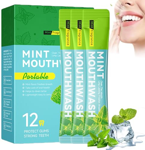 Enjuague Bucal,paquete De 60 Enjuagues Bucales Portátiles Para Un Aliento Fresco,enjuague Bucal Portátil De Tamaño De Viaje,tiras De Enjuague Bucal De Menta Fresca Para Una Higiene (Menta)