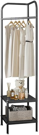 Niwugady Garderobenständer Metall Eckgarderobe, 2 in 1 Kleiderständer, freistehender Garderobenständer 42 x 42 x 190 cm für Flur, Wohnzimmer, Schlafzimmer