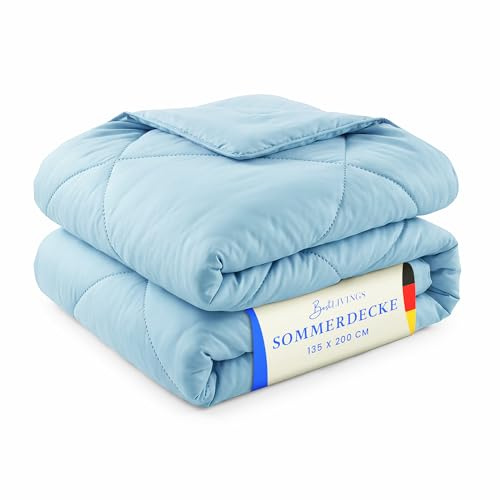Bestlivings Sommerdecke 135x200cm Hellblau – leicht, atmungsaktiv, Oeko-TEX