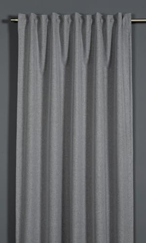 Sehlbach Tenda pronta per l'uso con fettuccia, Texture oscurante, Grigio argento, 140 x 245 cm, A risparmio energetico in inverno, Termoresistente in estate, Fonoassorbente, Certificato Oeko-Tex