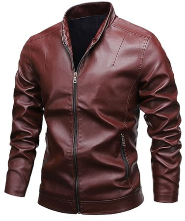 Retro-Lederjacke, Herren, Motorradjacke, lässig, Kunstlederjacken, Stehkragen, Oberbekleidung, Vintage-Motorradmäntel, langärmelig, Bomberjacke, leichter Wintermantel, Oberbekleidung für Herren