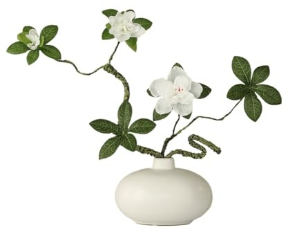 Fiori Finti con Vaso Simulazione pianta Verde Azalea Composizione Floreale Finta Decorazione Soggiorno Decorazione vegetale