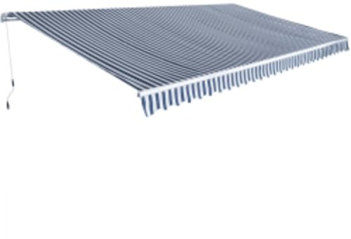 Tenda da Sole a Braccio Articolato 600 cm, Blu/Bianco, Tessuto Poliestere 270g/m² con Rivestimento PU, Telaio Alluminio Rinforzato, per Giardino e Balcone, Estensione 300 cm