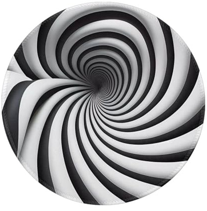 Tapis de souris rond en caoutchouc antidérapant Illusion d'optique en spirale GIF - Durable et confortable pour le bureau, les jeux et l'apprentissage - 20,3 cm