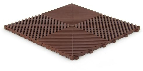 Lot de 6 dalles de sol clipsables - BRUN - (0,96m²) pour garage, cellier, atelier, abris de jardin. Marque CLIC & dalle, série CLASSIC - Effet Damier 40x40cm. Intérieur-Extérieur. Pose rapide.