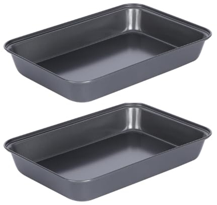 Xelmorant 2 Pcs Non-Stick Baking Trays, Oven Trays, Durable Carbon Steel Bakeware with Non-Stick Coating for Easy Release, Oven Tray for Roasting and Baking in The Oven (37.5x25.5x5cm)