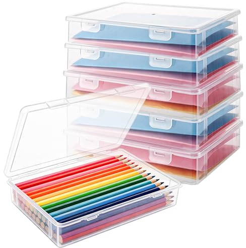 LOPYXBR 6 stycken bärbar arkivlåda A5, transparent plastdokumentlåda, stapelbar multifunktionell förvaringslåda för kontorsmaterial för dokument, brev, klippböcker, kontorsfiler