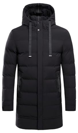 UHouse Wintermantel Herren Steppmantel Winter Puffer Mantel mit Kapuze Dicke Daunenmantel Warm Winterjacke Outdoor Steppjacke Lang Mäntel Männer Winterparka Lange Pufferjacke Parka Schwarz 3XL