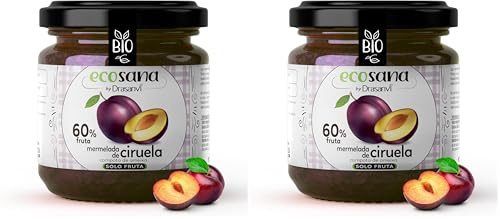 ECOSANA MERMELADA EXTRA CIRUELA SIN AZÚCAR CERTIFICADO BIO by DRASANVI - VEGANO - SIN GLUTEN - 250g (Paquete de 2)