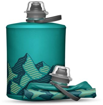 HydraPak Stow - Botella de agua plegable para mochila (500 ml), sin BPA, ultraligera, con tapón a prueba de fugas, color azul glaciar