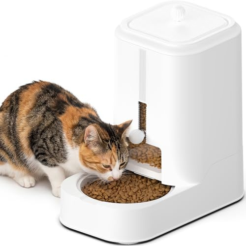 JUNSPOW Automatic Cat Feeder Food Dispenser(Bowl Not Included) | Adjustable Food Dispensing & Keep Food Dry. Suitable for cats and dogs, Auto Pet Feeder for Cats and Dogs