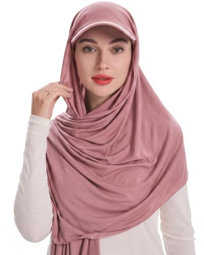 ZLYC Muslimischer Hijab Schal mit Schirm, gebrauchsfertig, Damen